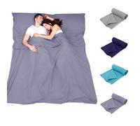 Plliocse Doublure de sac de couchage pour lit double 180 x 210 cm, avec poches d'oreiller pour adultes, voyage, hôtel, voyage d'affaires, camping (violet, 180 cm x 210 cm)