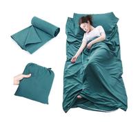 Plliocse Drap de Couchage pour Sac de Couchage, Drap de Voyage, Drap de Couchage de Taille Double 160 x 210 cm avec Poches pour Oreiller pour Adultes, Voyage, Hôtels, Voyage d'Affaires, Camping (Bleu