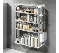 Pllrbvshs Étagère de Salle de Bain en INOX sans Perçage - Armoire Murale pour Médicaments avec Porte-Brosse à Dents - Support de Douche Réglable pour Lavabo et Toilettes.(50 x 10 x 70 cm)