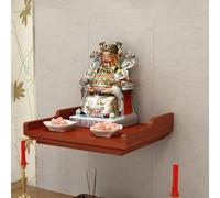 Pllrbvshs Étagère Murale en Bois Massif pour autel Bouddhiste, Support Mural pour Statues, Table de méditation Zen, idéal pour offrande, encens et Objets sacrés.(Yellow,36X28X8CM)