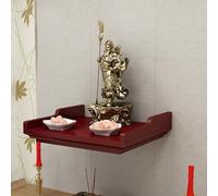 Pllrbvshs Étagère Murale en Bois Massif pour autel Bouddhiste, Support Mural pour Statues, Table de méditation Zen, idéal pour offrande, encens et Objets sacrés.(Brown,48X36X8CM)