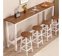 Pllrbvshs Table Bar Étroite, Plateau Bois Massif 5 cm Épais, Table Haute Longue avec Cadre Métal, Console Cuisine, Comptoir Salle à Manger, Restaurant, sans Tabouret.(A,160x40x105cm)