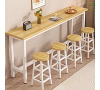 Pllrbvshs Table Bar Étroite, Plateau Bois Massif 5 cm Épais, Table Haute Longue avec Cadre Métal, Console Cuisine, Comptoir Salle à Manger, Restaurant, sans Tabouret.(C,180x40x105cm)