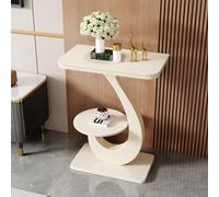 Pllrbvshs Table Console Moderne étroite Double étagère, Plateau en Pierre frittée Style Faux marbre, métallique résistante, Table d'accent décor pour entrée, Couloir et Salon(White2,40x30x75cm)