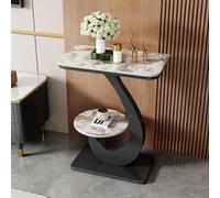 Pllrbvshs Table Console Moderne étroite Double étagère, Plateau en Pierre frittée Style Faux marbre, métallique résistante, Table d'accent décor pour entrée, Couloir et Salon(Black1,60x30x75cm)