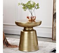 Pllrbvshs Table d'appoint Ronde en Fibre de Verre Rouge, Table Basse Moderne, guéridon de canapé, comodino, Support d'angle pour Salon, Chambre à Coucher.(Bronze)