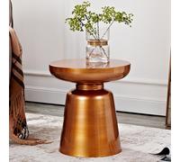 Pllrbvshs Table d'appoint Ronde en Fibre de Verre Rouge, Table Basse Moderne, guéridon de canapé, comodino, Support d'angle pour Salon, Chambre à Coucher.(Copper)