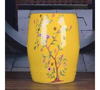 Pllrbvshs Tabouret de Jardin Rond en Céramique, Motif Fleurs Papillons Émaillé, Table d’Appoint Intérieur Extérieur, Tabouret Décoratif Peint à la Main pour Salon, Patio.(C)