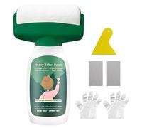 PLLYPE 500 g de peinture murale - Blanc - 2 en 1 - Brosse à rouleau - Brosse de réparation murale - Rouleau de peinture de retouche blanc - Avec gants - Papier abrasif - Grattoir pour taches, graffiti