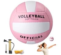 PLLYPE Ballon de volleyball officiel, taille 5, volleyball de plage | Ballon de volleyball étanche avec pompe et sac en filet pour extérieur et intérieur pour piscine, plage, salle de sport, rose