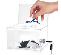 PLLYPE Boîte à Dons En Acrylique, Boîte de Vote Noire avec Porte-pancarte, Boîte de Rangement, Boîte Recommandée en Acrylique, pour Bulletins de Vote, Dons, Votes, Commentaires (transparent)