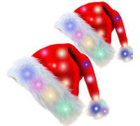 PLLYPE Bonnet Noel Lumineux LED, 2PCD LED Chapeau de Père Noël, pour la fête de Noël du Nouvel An