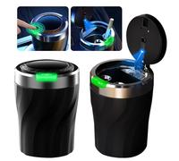 PLLYPE Cendrier de Voiture avec Couvercle, 2 Pièces Cendrier Portable avec Clapet D’ouverture, Cendrier Auto-Extinguible avec Lumière LED, Cendrier Voiture pour Camionnette, Camping, Maison, Bureau