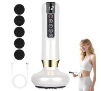 PLLYPE Masseur Anti Cellulite, 12 Niveaux Masseur de cellulite à main électrique, Ventouse Electrique Anti Cellulités, pour le Dos, L'abdomen, Cuisses, Blanc