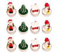 PLLYPE Mini Set de Bougies de Noël, 12PCS Bougie de Bonhomme de Neige, Bougies Chauffe-Plat de Noëls, pour Fêtes de Noël Décorations de Table Sets Cadeaux