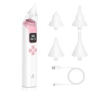 PLLYPE Mouché Bébé Électrique, Aspirateur Nasal Électrique Pour Bébé, Aspirateur Nasal Rechargeable, avec Affichage LED, 4 Silicone Buses et 3 Niveaux d'aspiration pour Nouveau Nés, Tout-petits, Rose