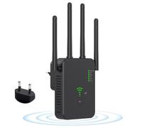 PLLYPE Repeteur WiFi, Amplificateur WiFi 1200Mbps, Double Bande 5GHz/2.4GHz WiFi Extender, Booster WiFi avec Port Ethernet et 4 Antennes Compatible avec Toutes Les Box Internet Ethernet Port