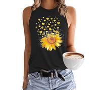 PLMOKEN Femme Été Débardeur Hauts Top sans Manche Col Rond T-Shirt Tops Imprimés en Offset