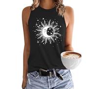 PLMOKEN Femme Été Débardeur Hauts Top sans Manche Col Rond T-Shirt Tops Imprimés en Offset