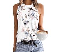 PLMOKEN Femme Été Débardeur Hauts Top sans Manche Col Rond T-Shirt Tops Imprimés en Offset