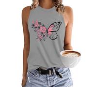 PLMOKEN Femme Été Débardeur Hauts Top sans Manche Col Rond T-Shirt Tops Imprimés en Offset
