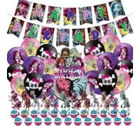 PLNVNVP 44 pcs Monster Décorations de Fête,Monstre Fournitures de Fête, Monster Bannière Joyeux anniversaire Ballons de fête Décoration de Cupcake D'anniversaire Kids Party Decorations