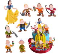 PLNVNVP 8Pcs Mini Figurines de Princesse, Cartoon Cake Topper, Princesse Cake Toppers, Blanche-Neige et Les Sept Nains, pour Enfant Fête D'anniversaire Cake Décoration