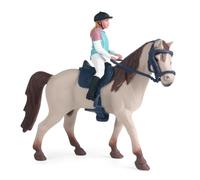 PLNVNVP Chevaux Cavalier Figurines, Figurine Horse avec Cavalier Selle et Bride Figurines de Horse Réalistes Jouets Éducatifs Scientifiques Chevaux Cake Topper Kit de Jeu pour Les Collectionneurs
