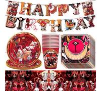 PLNVNVP Dessin animé Party Vaisselle Anniversaire, Fournitures De Fête Hôtel pour Enfants, Hôtel Fête Décoration Vaisselle, 42Pcs Enfants Vaisselle Anniversaire Hôtel Thème Couverts De Fête