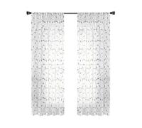 PLODAXE Rideaux Voilages Broderie Gris Perle 140x215cm - Duo Design Contemporain