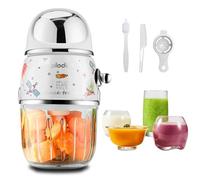 Plodon Mini robot de cuisine pour bébé mignon et petit robot de purée, hachoir à purée, bol en verre de 300 ml, bol en verre avec 8 lames électrique (blanc)