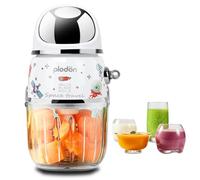 Plodon Mini robot de cuisine pour bébé mignon et petit robot de purée, hachoir à purée, bol en verre de 300 ml, bol en verre avec 8 lames électrique (blanc)