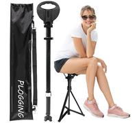 PLOGGING Canne Pliante avec siège, Canne de Marche avec siège d'une capacité de 250 kg, Tabouret léger et rétractable pour Personnes âgées et Adultes, Chaise de Canne réglable avec Coussin et Sac de