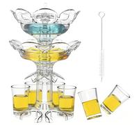 PLOGGING Lot de 6 distributeurs de verres à liqueur et support, distributeur de vin avec brosse et décapsuleur, distributeur de boissons en acrylique sans contact, distributeur de liquide fantaisie