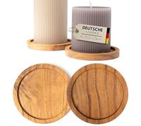 Plogis Lot de 4 soucoupes rondes en bois d'acacia pour bougies jusqu'à 8 cm de diamètre - Soucoupes en bois pour bougies piliers - Bougies de baptême - Soucoupes - 6 cm, 7 cm, 8 cm