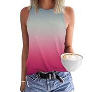PLOKNRD Débardeurs d'été pour Femme - Tee-Shirt sans Manches à col Rond, léger et Extensible, Coupe Ample, Style décontracté et Polyvalent Ombre Gris et Rose M