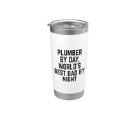 Plombier de jour Le meilleur papa du monde de nuit Papa Gobelet isotherme en acier inoxydable double paroi