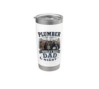 Plombier de jour Le meilleur papa du monde de nuit Papa Gobelet isotherme en acier inoxydable double paroi