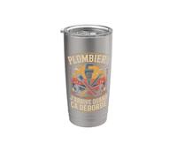 Plombier J Arrive Quand Ça Déborde Tuyaux Gobelet isotherme en acier inoxydable double paroi