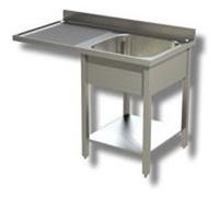 Plonge 1 Bac avec Etagère et Passage Lave Vaisselle à Gauche - Gamme 600 - Ristopro - - Inox AISI430 1400x600x850mm inox G