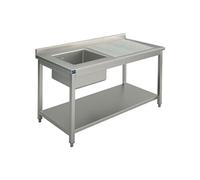 Plonge, 1 Bac, Egouttoir à Droite, Sur Piètement, Avec Etagère Inférieure, 1200X600 mm - Virtus - - 1200x600x850mm