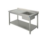 Plonge, 1 Bac, Egouttoir à Gauche, Sur Piètement, Avec Etagère Inférieure, 1000X600 mm - Virtus - - 1000x600x850mm