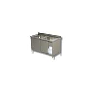 Plonge 2 Bacs sur Meuble avec Porte Coulissante - Gamme 700 - - - Inox AISI430 1200x700x850mm