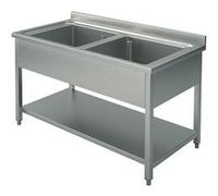 Plonge, 2 Bacs, Sur Piètement, Avec Étagère Inférieure, 1000X700 mm - Virtus - - 1000x700x850mm G