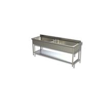 Plonge 2 Grands Eviers avec Etagère - Gamme 600 - - - Inox AISI430 2000x600x850mm