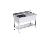 Plonge avec Bâti Egouttoir à Droite et Etagère Profondeur 550 - - - Acier inoxydable 1000x550x550xmm