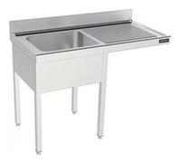 Plonge avec Bâti Egouttoir à Gauche et Espace pour Lave-Vaisselle Gamme 600 - - - Acier inoxydable 1200x600x600xmm