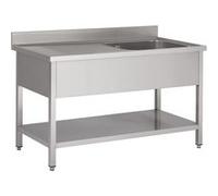 Plonge avec Étagère 1 Evier à Droite ou à Gauche - Gamme 700 - Combisteel - - Acier inoxydable1400x700 1400x700x850mm G