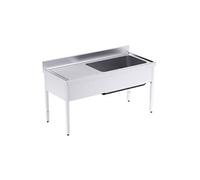 Plonge en Inox avec Bâti Grande Capacité Egouttoir à Gauche Gamme 700 -