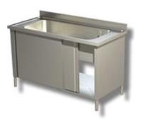 Plonge Grand Evier sur Armoire Porte Coulissante - Gamme 600 - Ristopro - - Inox AISI430 1400x600x850mm inox G